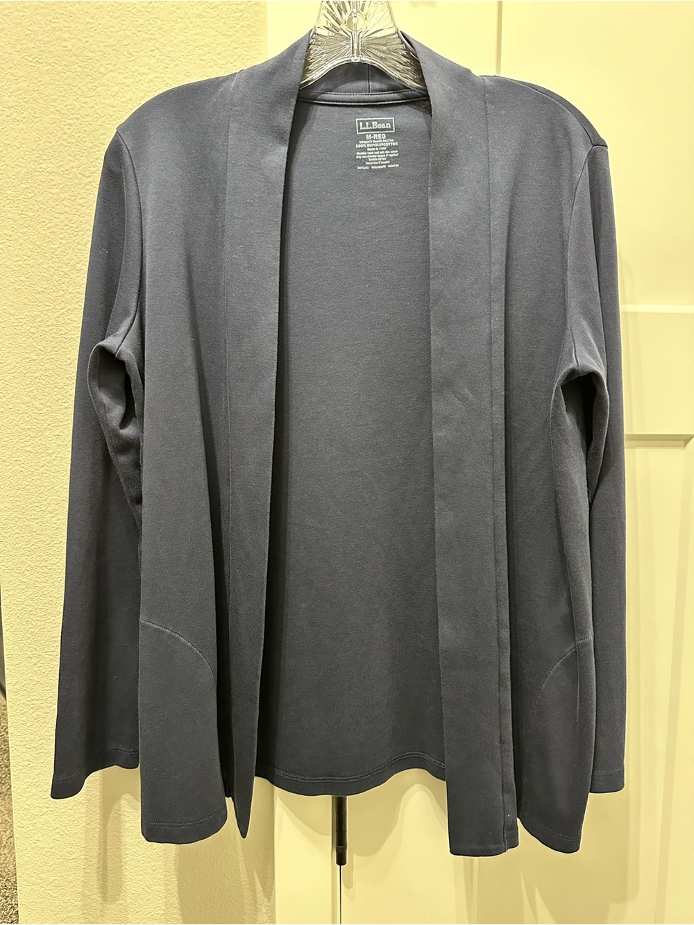 L.L. Bean Women's Navy Open-Front Blazer-Style Cardigan - Picture 2 of 5